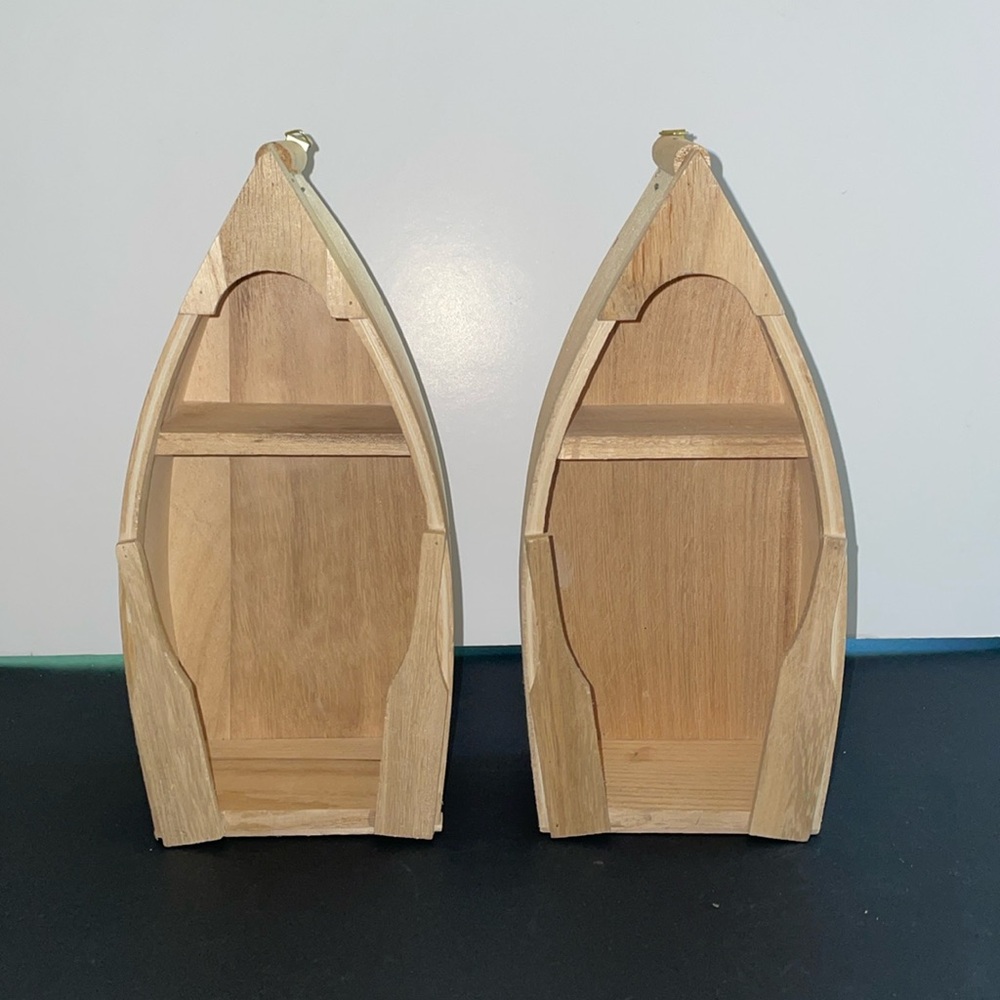 Canoe Shelf 9” Lot X2 Miniature Display Shelves Craft Project Pieces Art